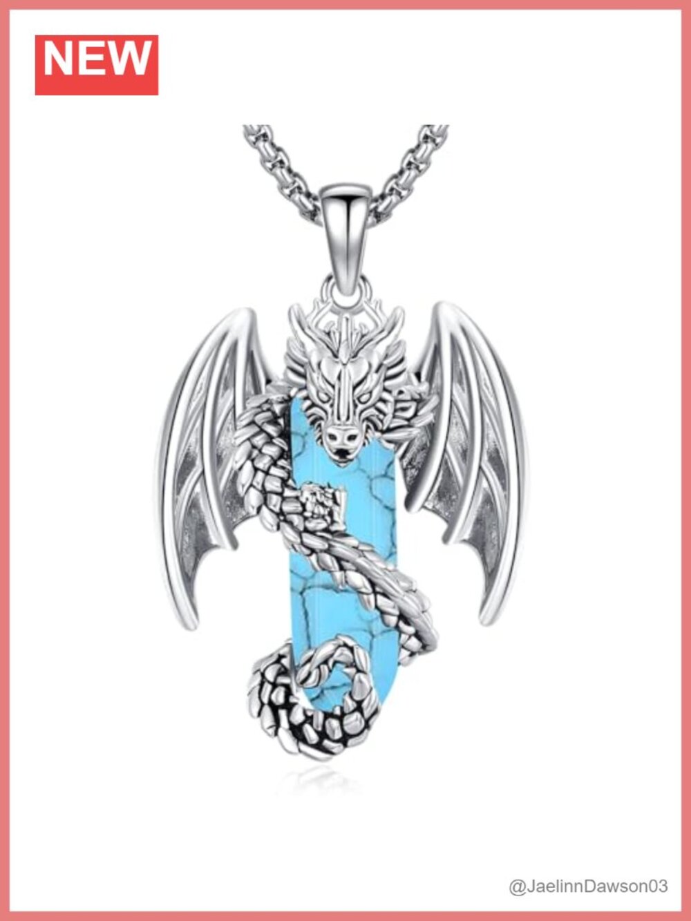 Dragon Necklace Natural Amethyst Stainless Steel Pendant Spiritual Jewelry